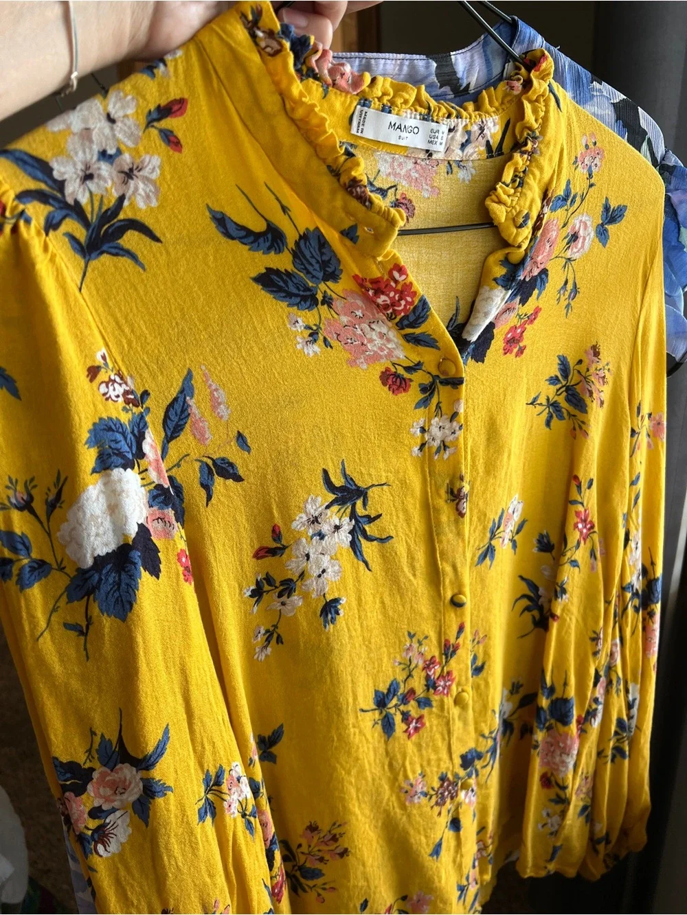 2 Mango Blue yellow Floral Blouse